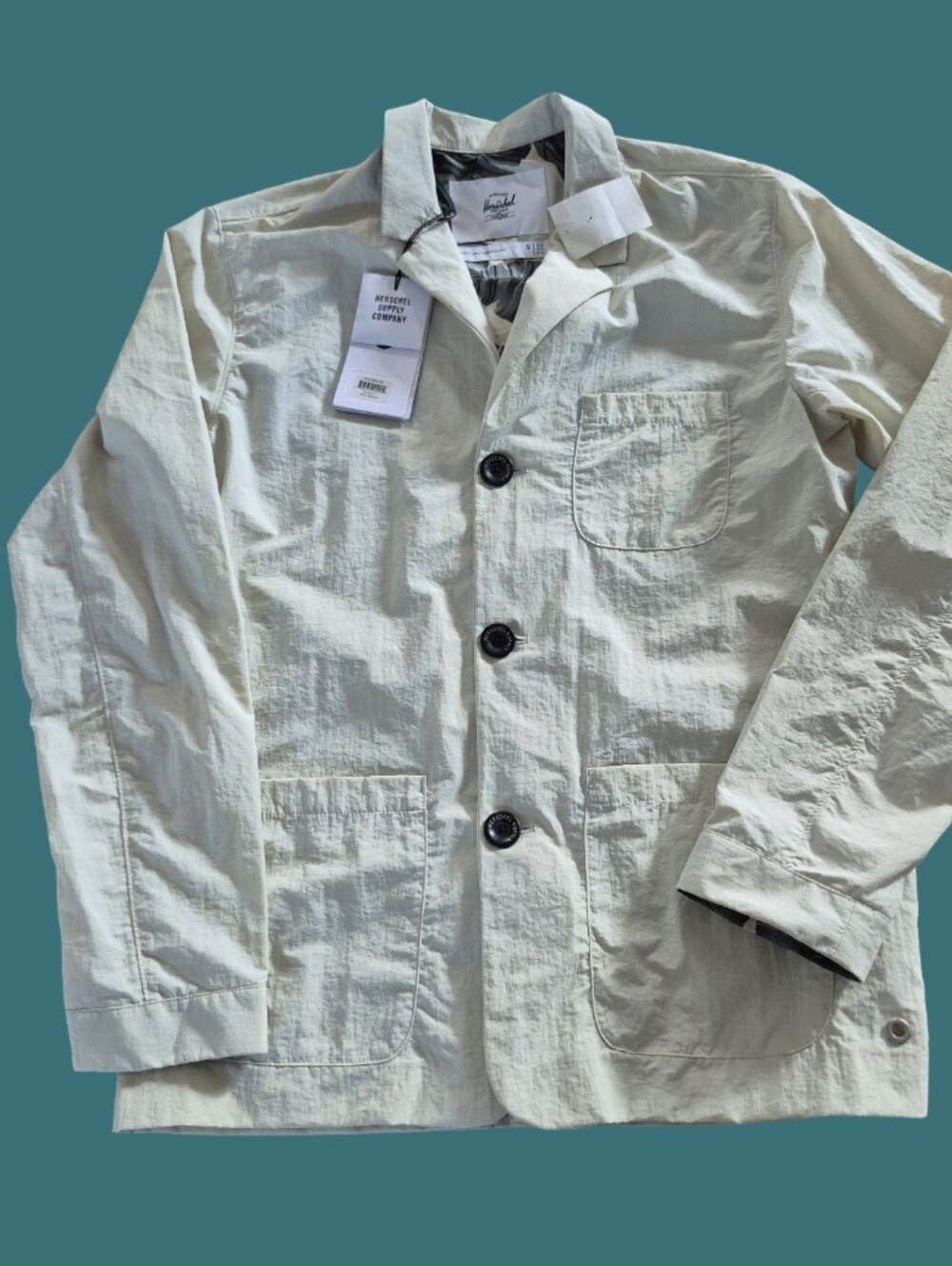 NWT Herschel Lightweight Wrinkled Nylon Travel Jacket Mens Size Small